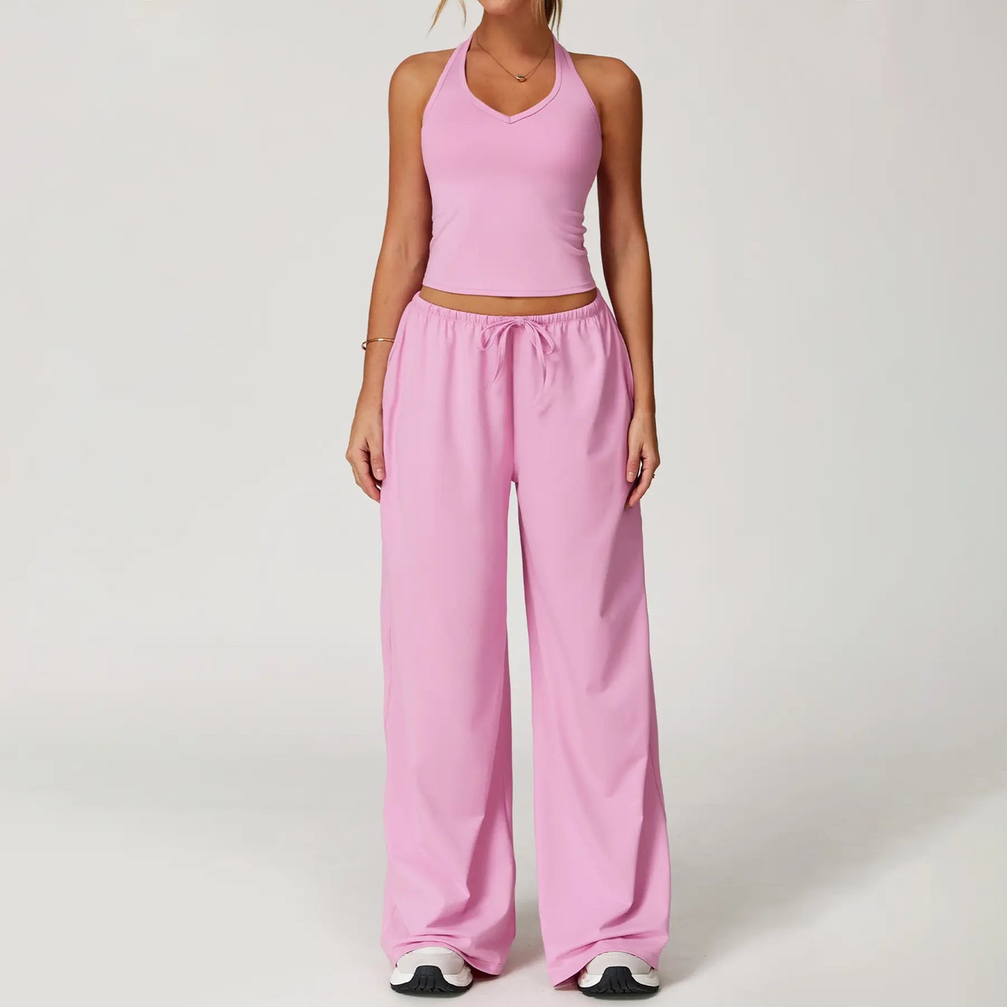 Women's 2-Piece Athleisure Outfits - Polyester-Silk Fitted Summervibe Sweatsuit