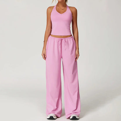 Women's 2-Piece Athleisure Outfits - Polyester-Silk Fitted Summervibe Sweatsuit
