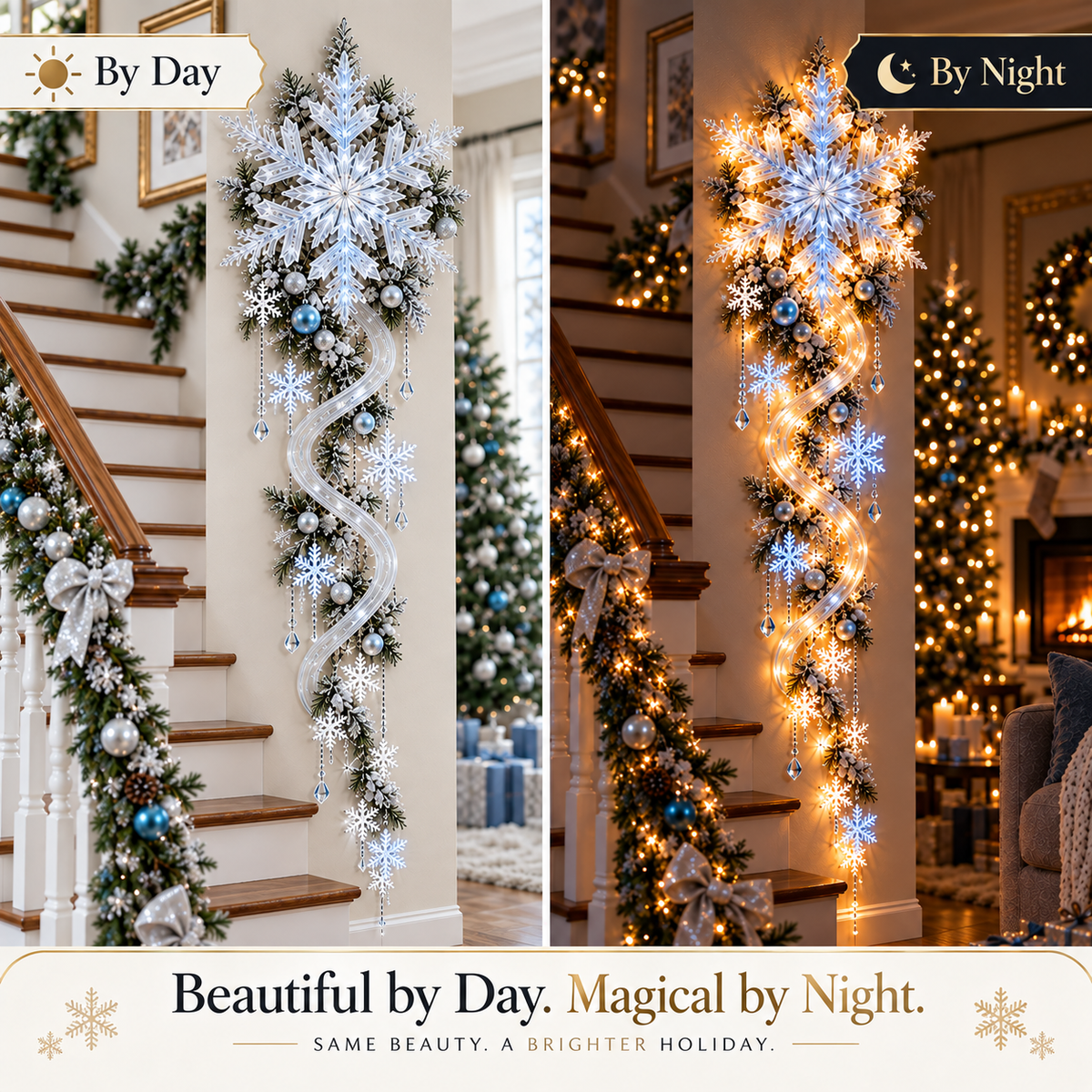 ❄️ Giant Snowflake Blizzard Trail™ Lighted Christmas Wall Decor