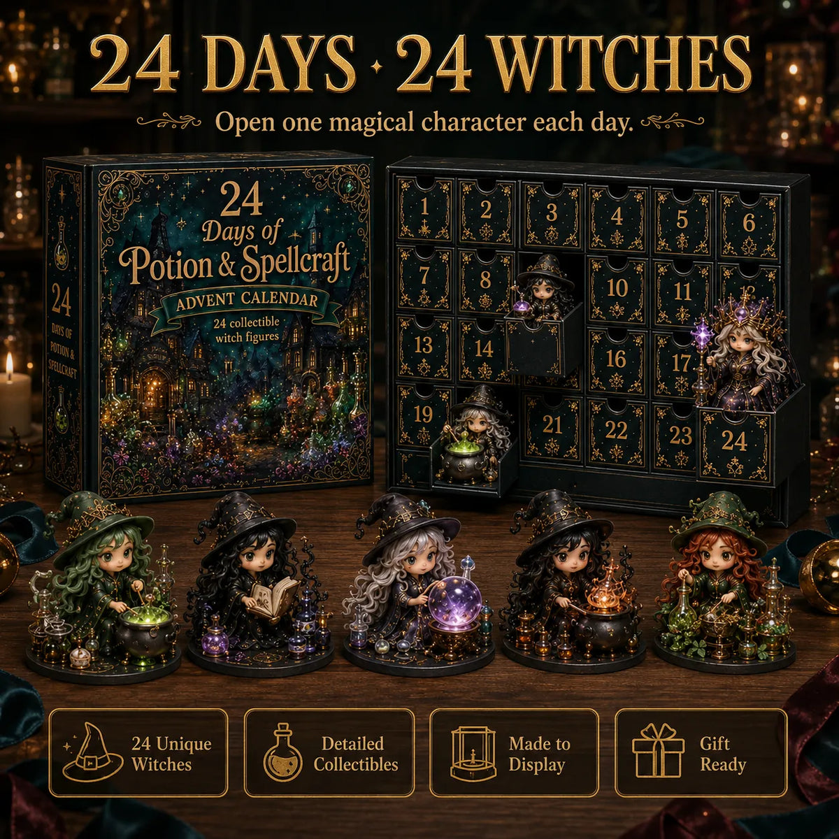 🧙‍♀️TODAY ONLY 49% OFF – Witch Advent Calendar | 24 Days of Magical Witchy Surprises | Limited Edition Collectible Mini Figures✨