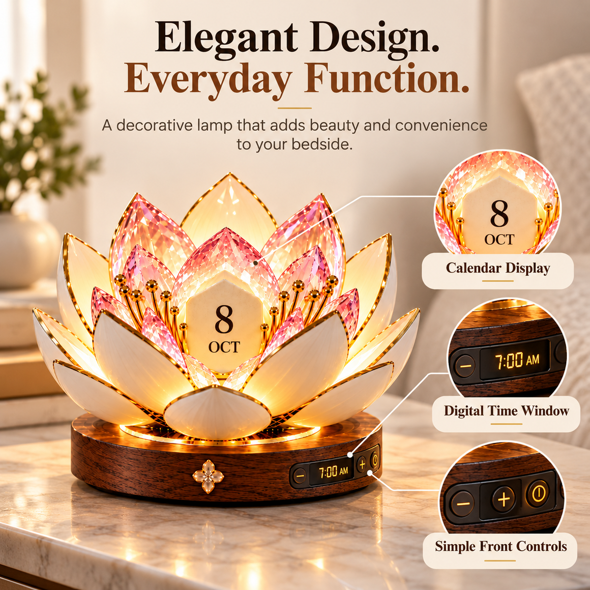 🌸 Blooming Perpetual Calendar – Programmable Light-Up Flower Display