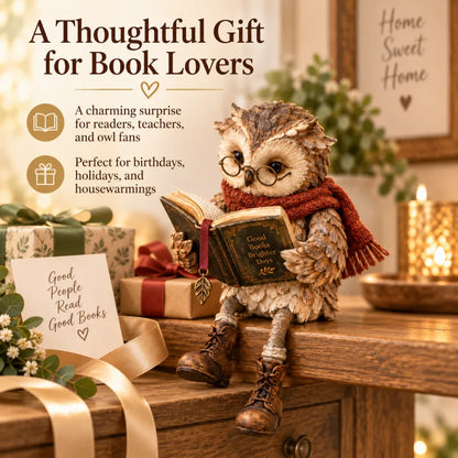 🦉 Reading Owl Figurine – Charming Book Lover Decor & Gift