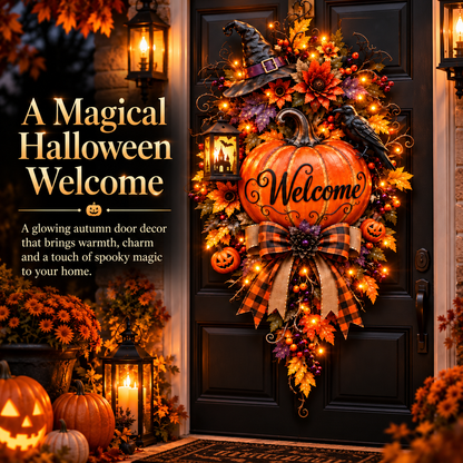 🎃 Lighted Halloween Pumpkin Welcome Door Swag