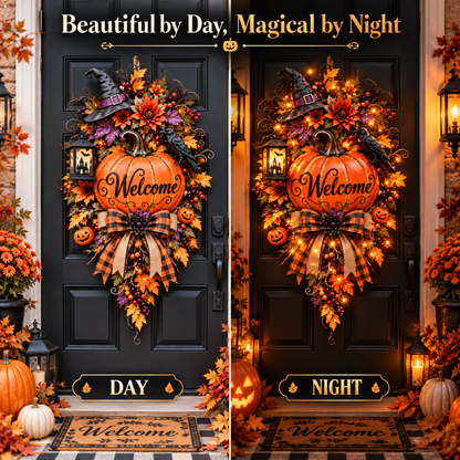 🎃 Lighted Halloween Pumpkin Welcome Door Swag
