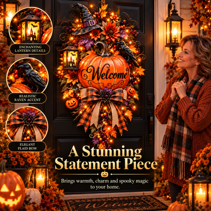🎃 Lighted Halloween Pumpkin Welcome Door Swag