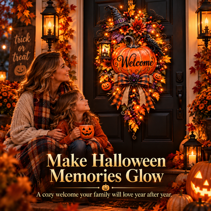 🎃 Lighted Halloween Pumpkin Welcome Door Swag