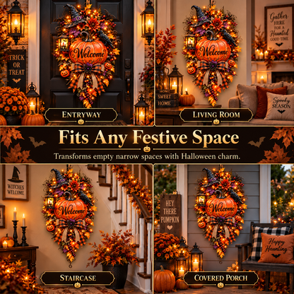 🎃 Lighted Halloween Pumpkin Welcome Door Swag