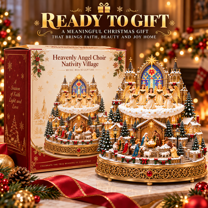 🔥 LAST DAY 49% OFF 🔥 Heavenly Angel Choir | Lighted & Rotating Christmas Nativity Village