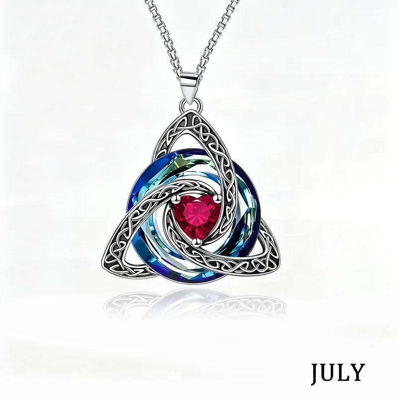 💎 12 Birthstone Celtic Knot Necklace for Women – Personalized Birth Month Jewelry Gift
