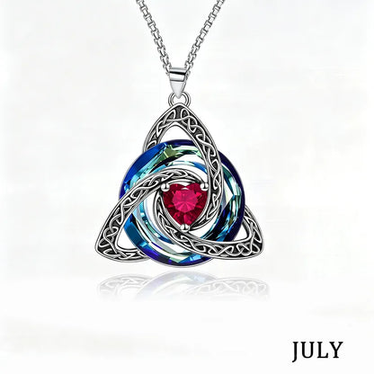 💎 12 Birthstone Celtic Knot Necklace for Women – Personalized Birth Month Jewelry Gift