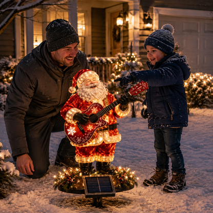 🔥Solar-Powered Light-Up Guitar Santa Christmas Yard Decoration