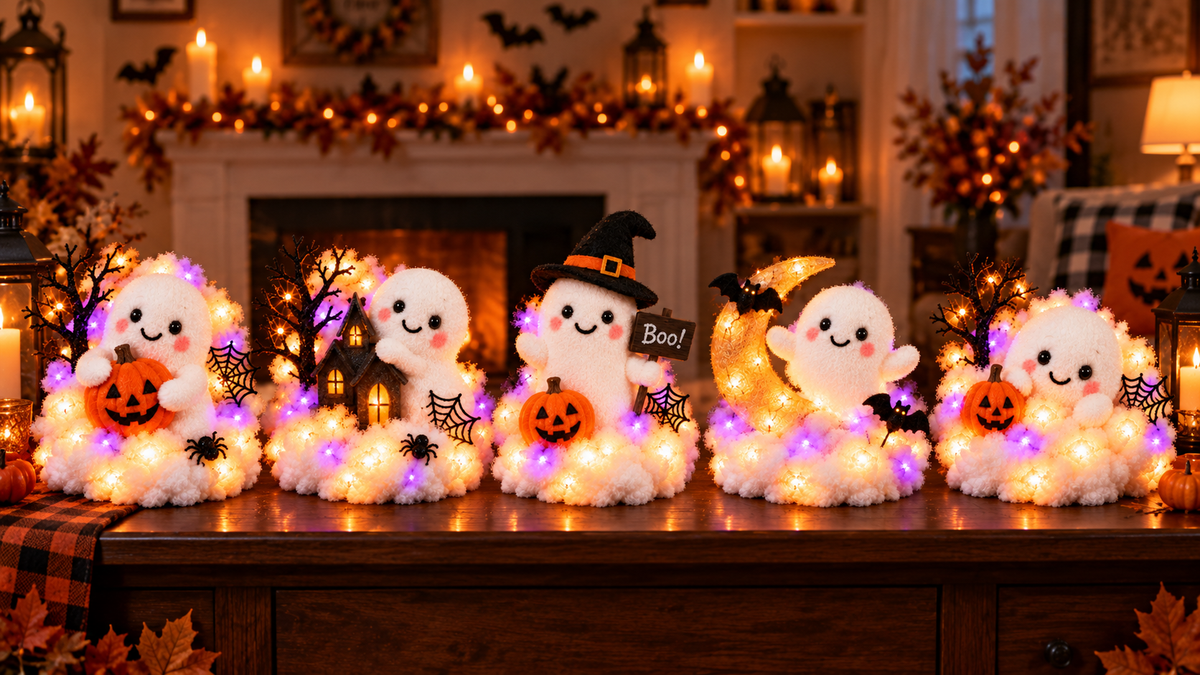👻✨ Glowing Ghost Stairway Decor – Spooky Halloween Railing Lights