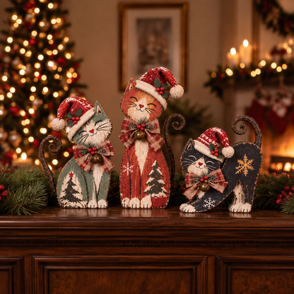 🎄🐱Vintage Lighted Christmas Cat Trio