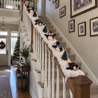 🐧Playful Penguin Snowy Stair Railing Decor