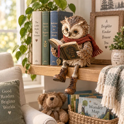🦉 Reading Owl Figurine – Charming Book Lover Decor & Gift
