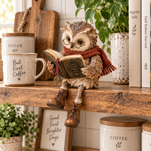 🦉 Reading Owl Figurine – Charming Book Lover Decor & Gift