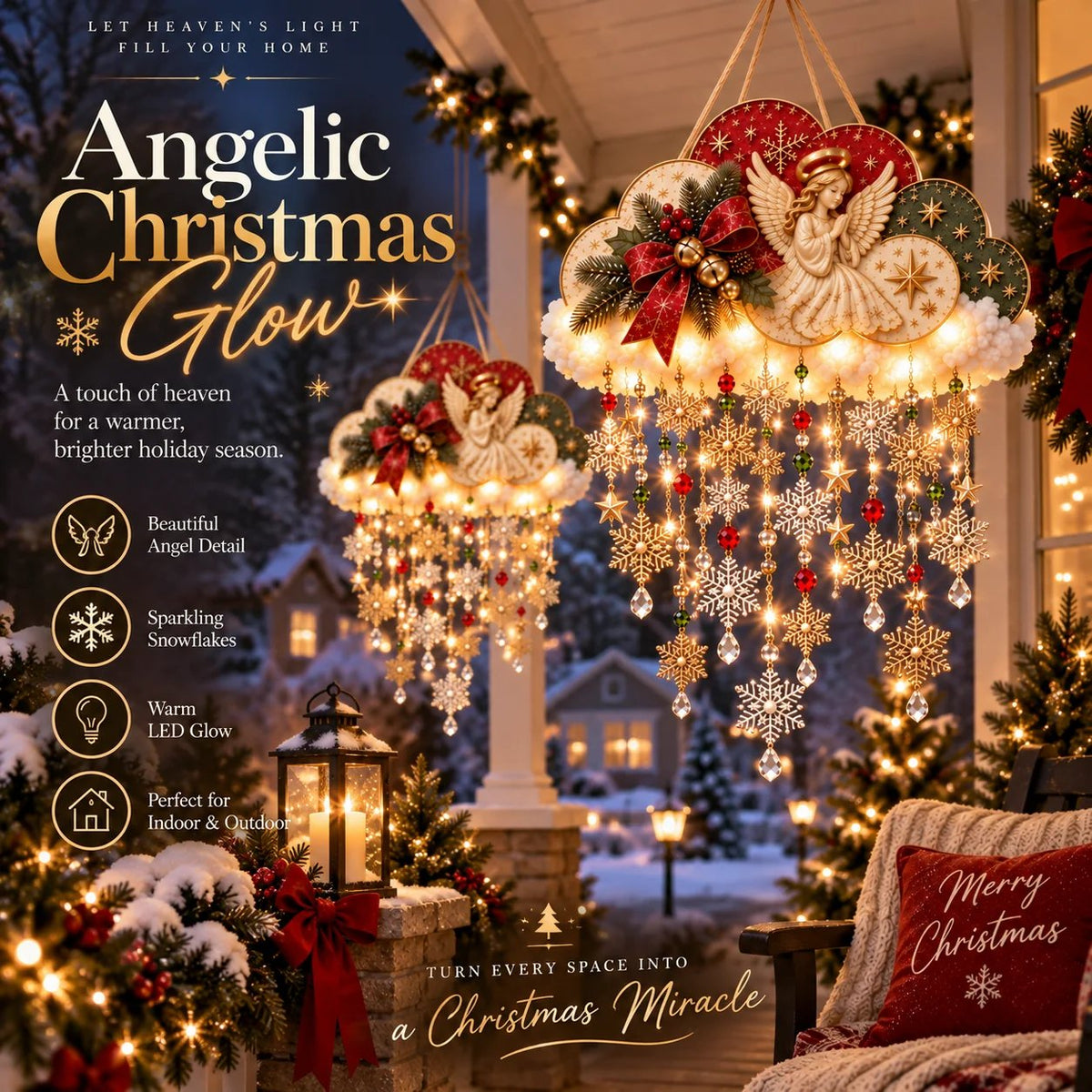🔥✨ Angelic Christmas Snowfall Cloud – Lighted Hanging Holiday Decor☁️✨