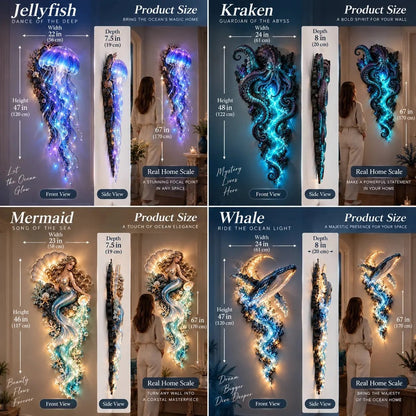 ⏰Limited 49% OFF - 🌊✨ Enchanted Ocean Legends™ Lighted Wall Décor Collection 🐋🧜‍♀️