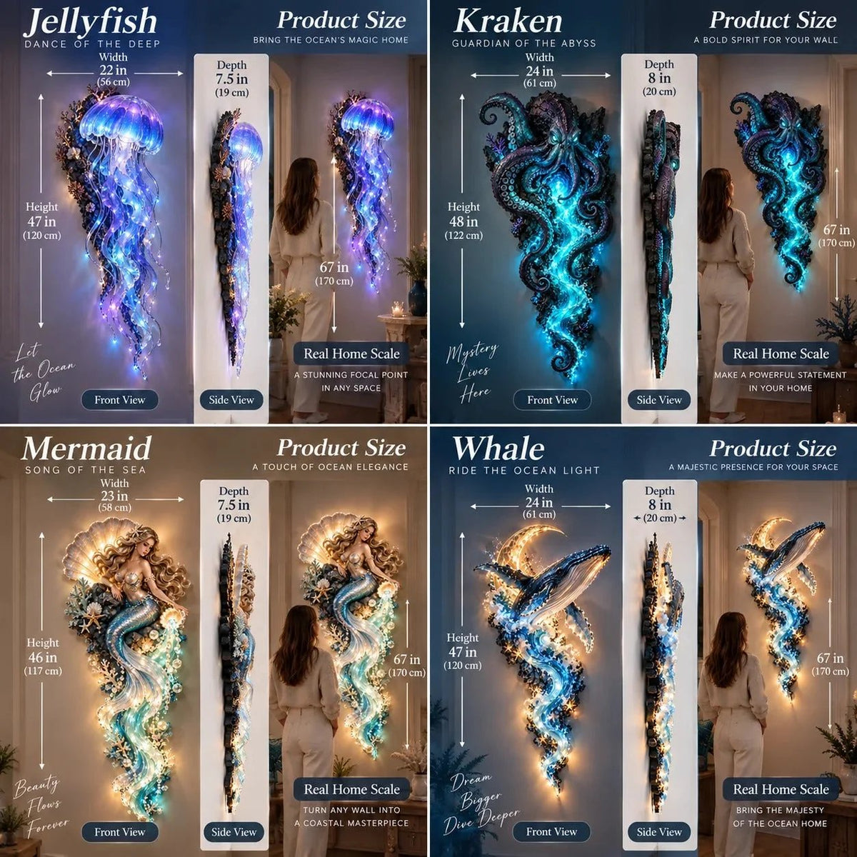 ⏰Limited Stock 49% OFF - 🌊✨ Enchanted Ocean LegendsTM Lighted Wall Décor Collection 🐋🧜‍♀️