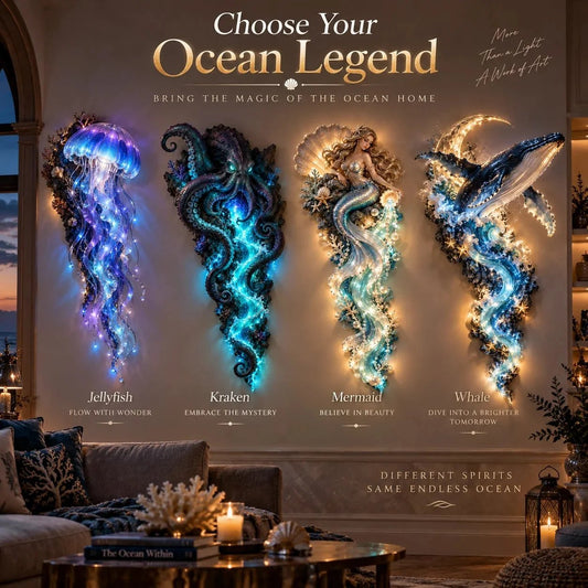⏰Limited Stock 49% OFF - 🌊✨ Enchanted Ocean LegendsTM Lighted Wall Décor Collection 🐋🧜‍♀️
