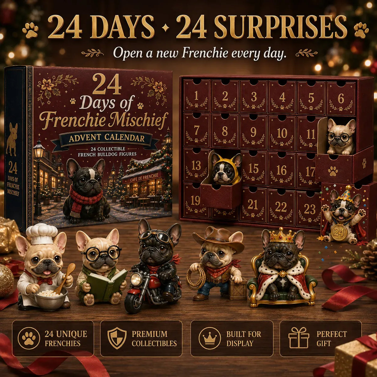 ⏳ Last Day 49% OFF – 🐶 24-Day French Bulldog Christmas Advent Calendar 🎄✨