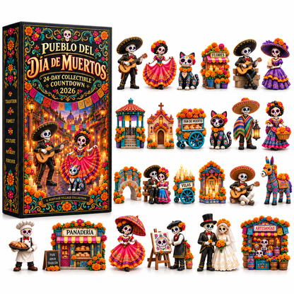💀🌼24-Day Day of the Dead Collectible Countdown Calendar with 24 Unique Miniatures