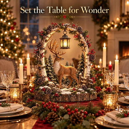 🦌 Woodland Reindeer Lantern – Lighted Christmas Tabletop Decor
