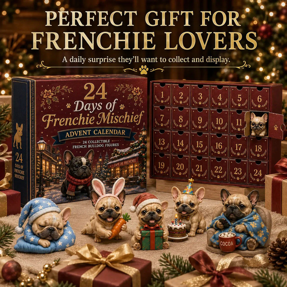 ⏳ Last Day 49% OFF – 🐶 24-Day French Bulldog Christmas Advent Calendar 🎄✨