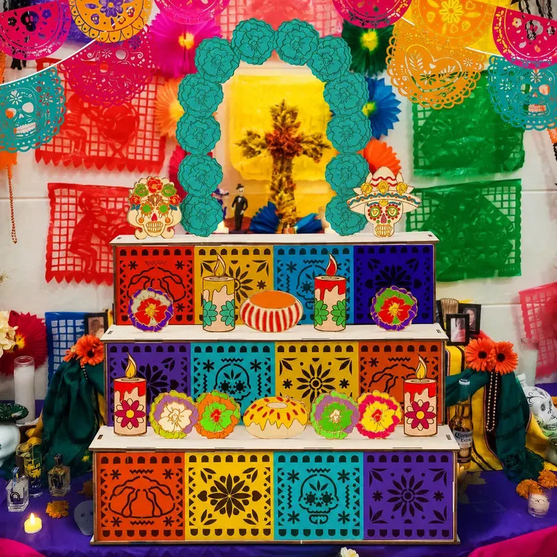 🔥🎃🏵️Day of the Dead Wooden Altar Display Set