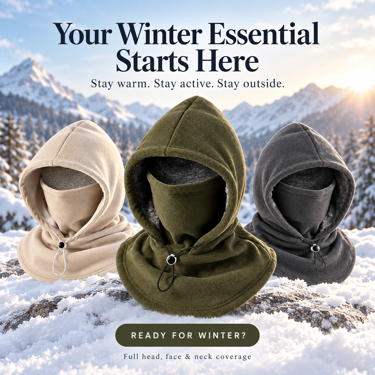 45% OFF🥶 Fleece Balaclava Hood – Full Face & Neck Winter Protection for Outdoor Adventures