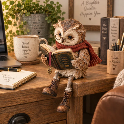 🦉 Reading Owl Figurine – Charming Book Lover Decor & Gift