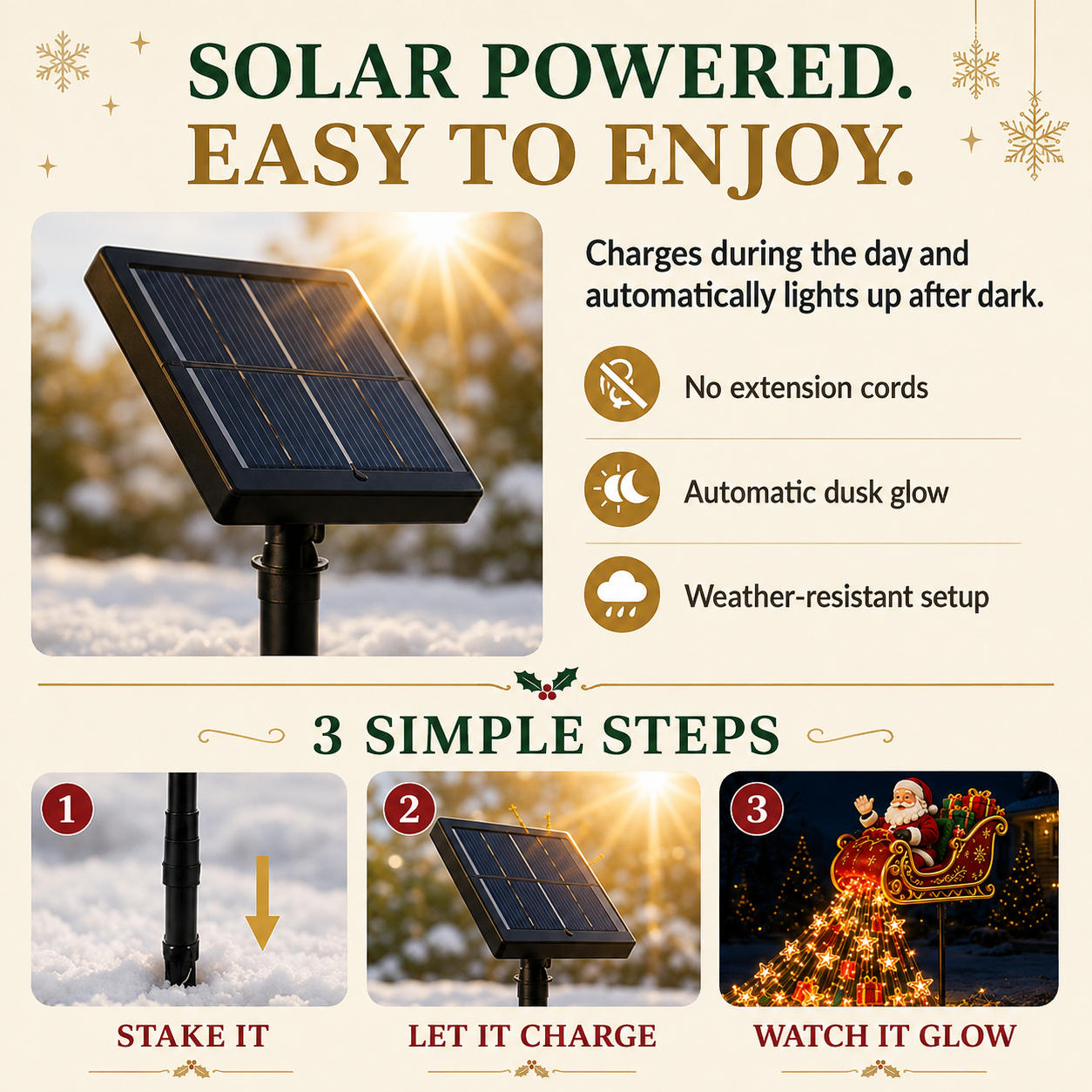 🎄🎅✨ 2026 New Santa’s Flying Sleigh Gift Cascade – Solar Christmas Garden Light