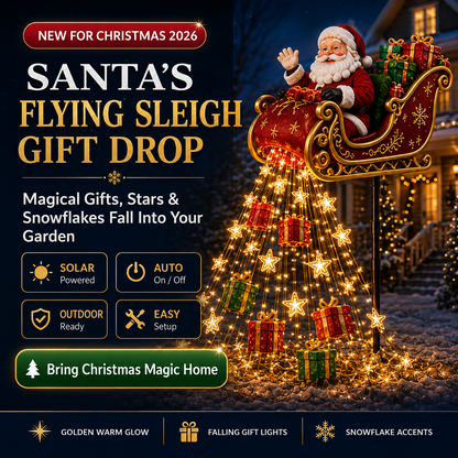 🎄🎅✨ 2026 New Santa’s Flying Sleigh Gift Cascade – Solar Christmas Garden Light