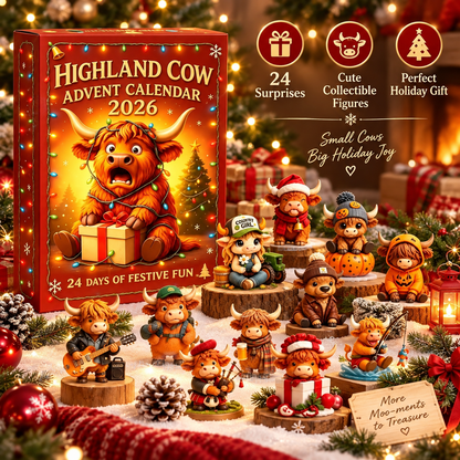 🎄 Highland Cow Advent Calendar 2026 – 24-Day Collectible Figurine Countdown