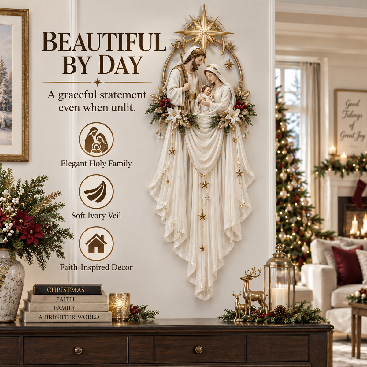 🎁 Holy Family Star Veil™ – Meaningful Christmas Wall Decor