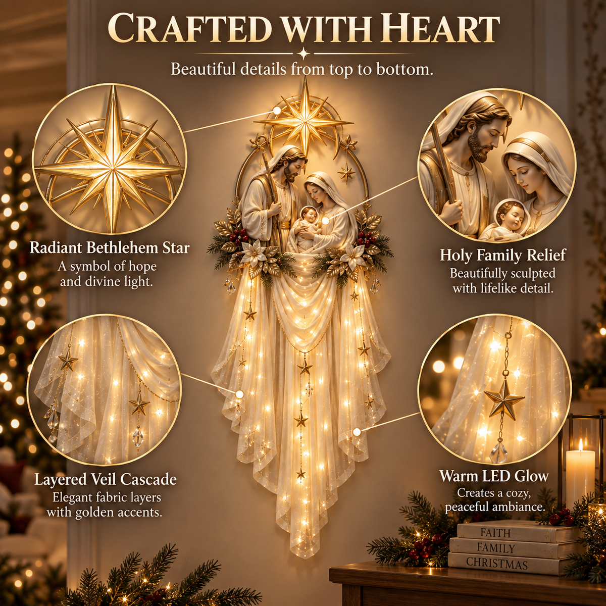 🎁 Holy Family Star Veil™ – Meaningful Christmas Wall Decor