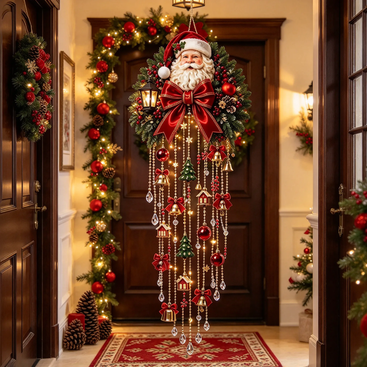🎅 Elegant Christmas Hanging Decor – Festive Santa Swag 🎄