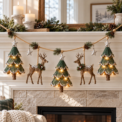 ⏰ LAST DAY 45% OFF 🦌 Lighted Woodland Christmas Garland