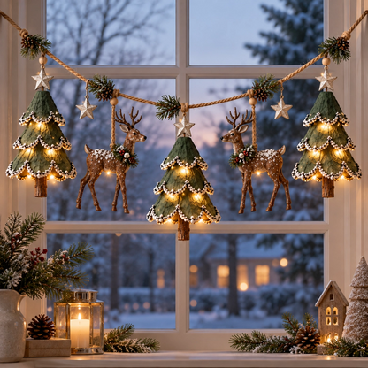 ⏰ LAST DAY 45% OFF 🦌 Lighted Woodland Christmas Garland