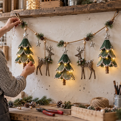 ⏰ LAST DAY 45% OFF 🦌 Lighted Woodland Christmas Garland