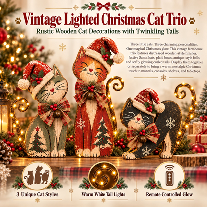 🎄🐱Vintage Lighted Christmas Cat Trio
