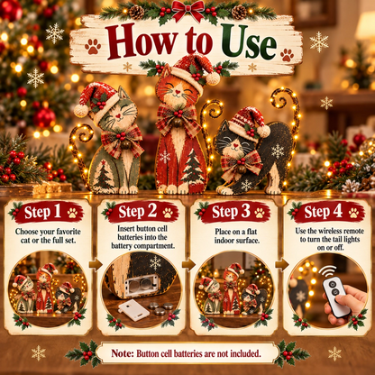 🎄🐱Vintage Lighted Christmas Cat Trio