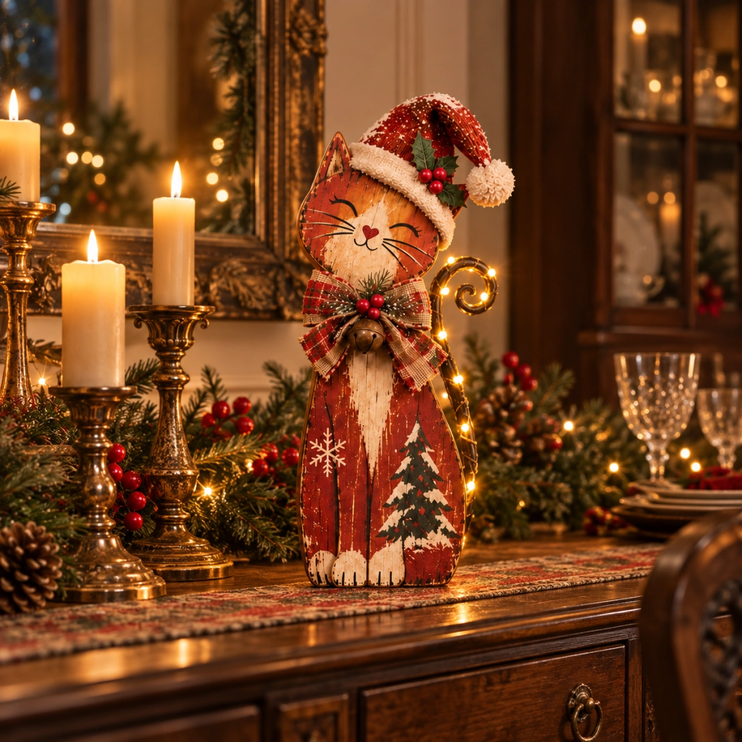 🎄🐱Vintage Lighted Christmas Cat Trio