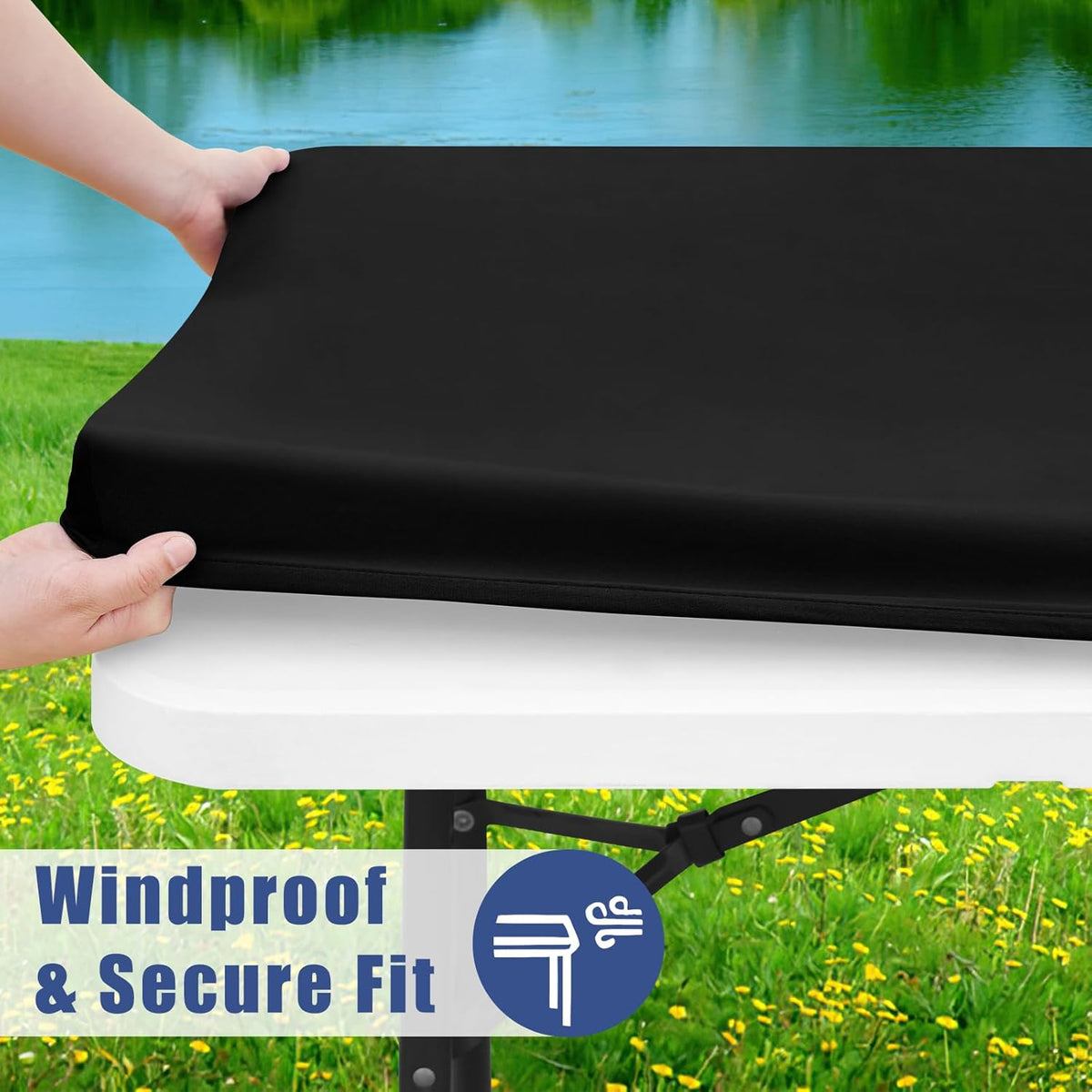 Stretch Fabric Table Top Cap Cover – Elastic Edge, Waterproof & Reusable