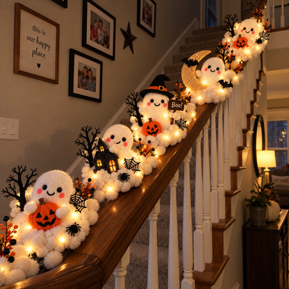 👻✨ Glowing Ghost Stairway Decor – Spooky Halloween Railing Lights