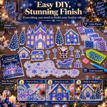 🎄 3D Christmas Village Gem Art DIY Kit – Sparkling Handmade Holiday Display