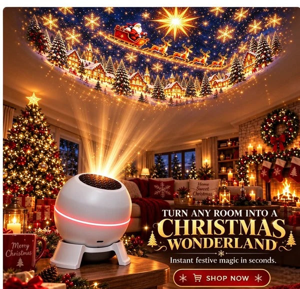 🏆30K+ SOLD!🎅 Christmas Magic Projection Light – Bring Holiday Scenes to Life