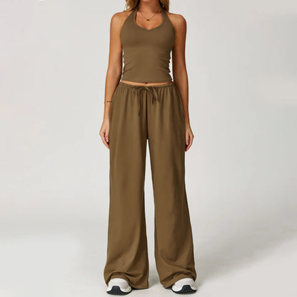 Women's 2-Piece Athleisure Outfits - Polyester-Silk Fitted Summervibe Sweatsuit