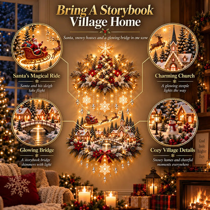 🎄 Illuminated Christmas Tree & Village Wall Hanging