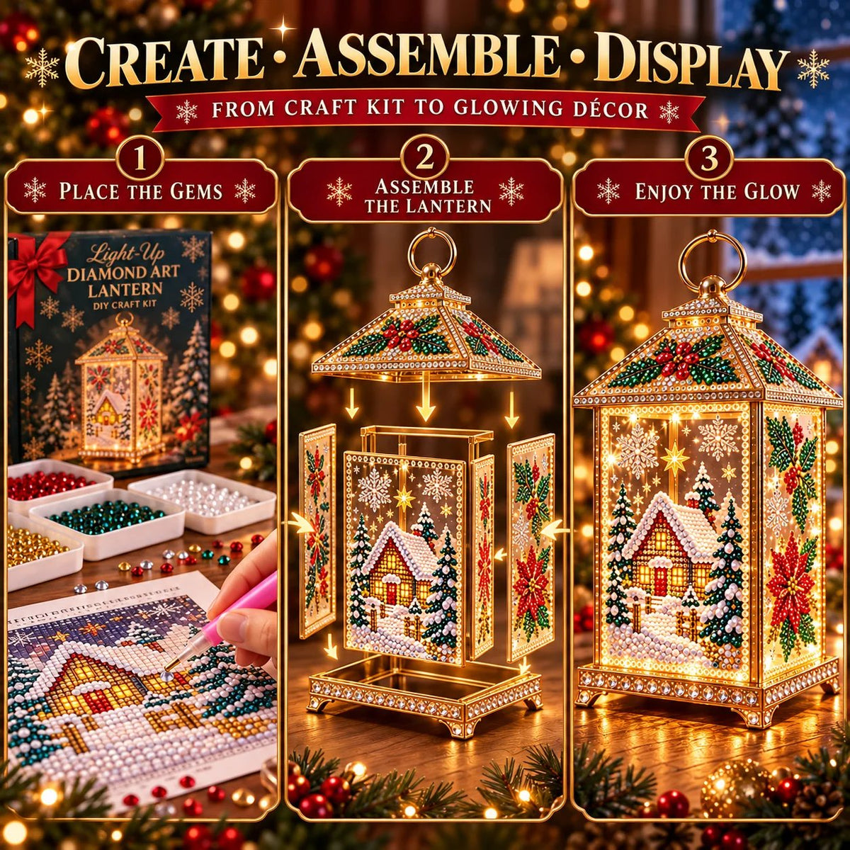 ✨🎁 Christmas Glow™ — DIY Light-Up Diamond Art Lantern